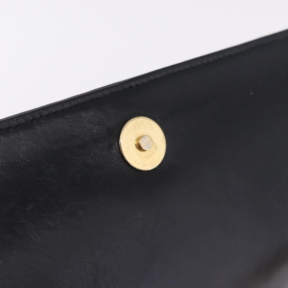 Bally Chain Shoulder Bag Leather Black Gold Auth 210010