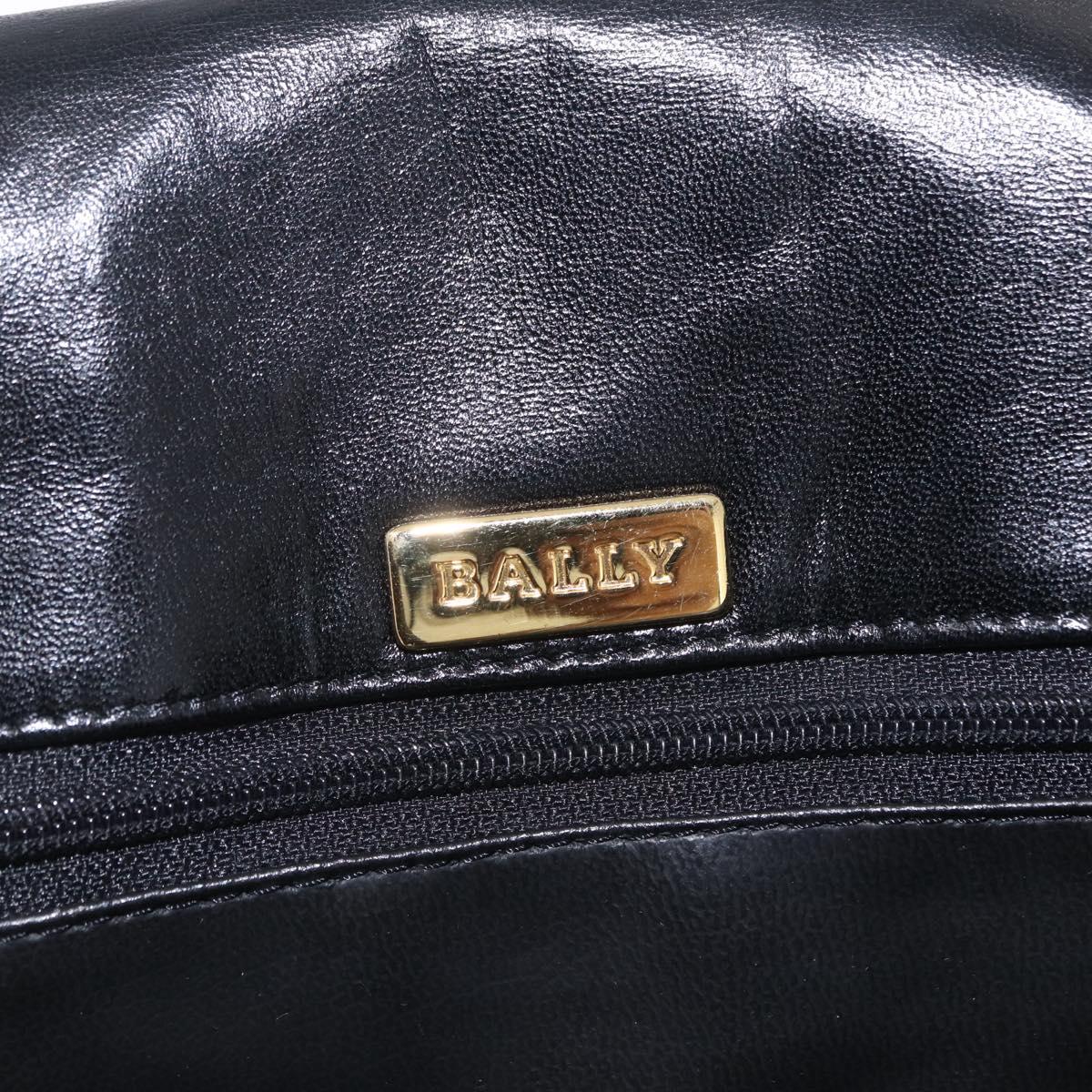 Bally Chain Shoulder Bag Leather Black Gold Auth 210010