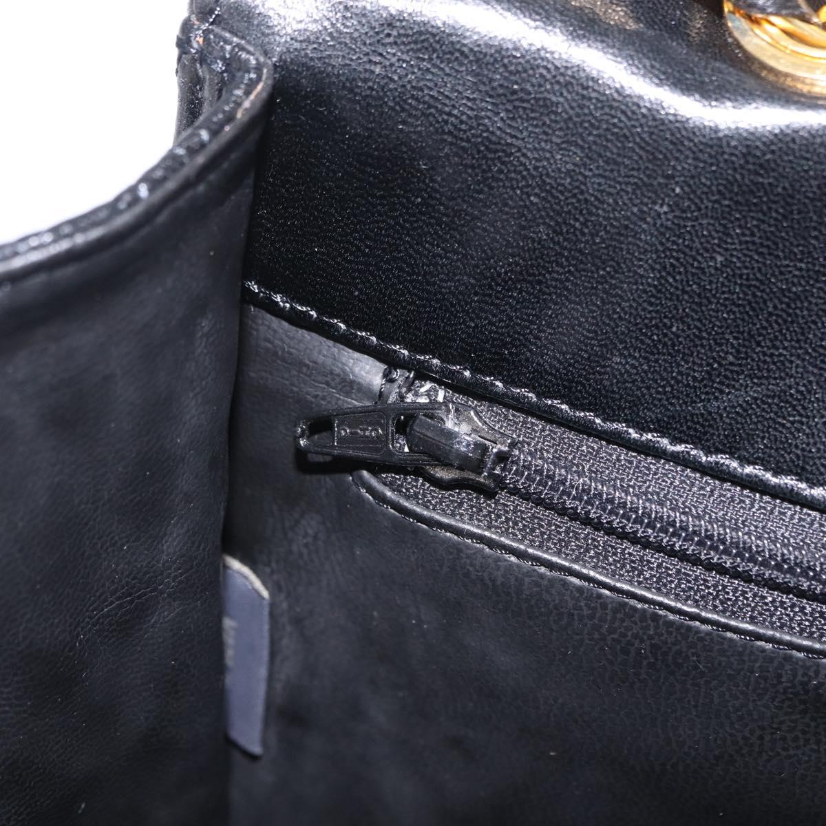 Bally Chain Shoulder Bag Leather Black Gold Auth 210010