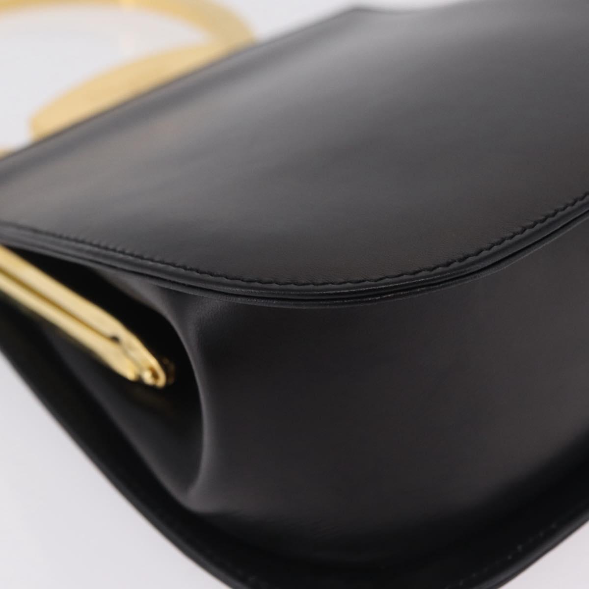 Salvatore Ferragamo Hand Bag Leather Black Gold Auth 210011V