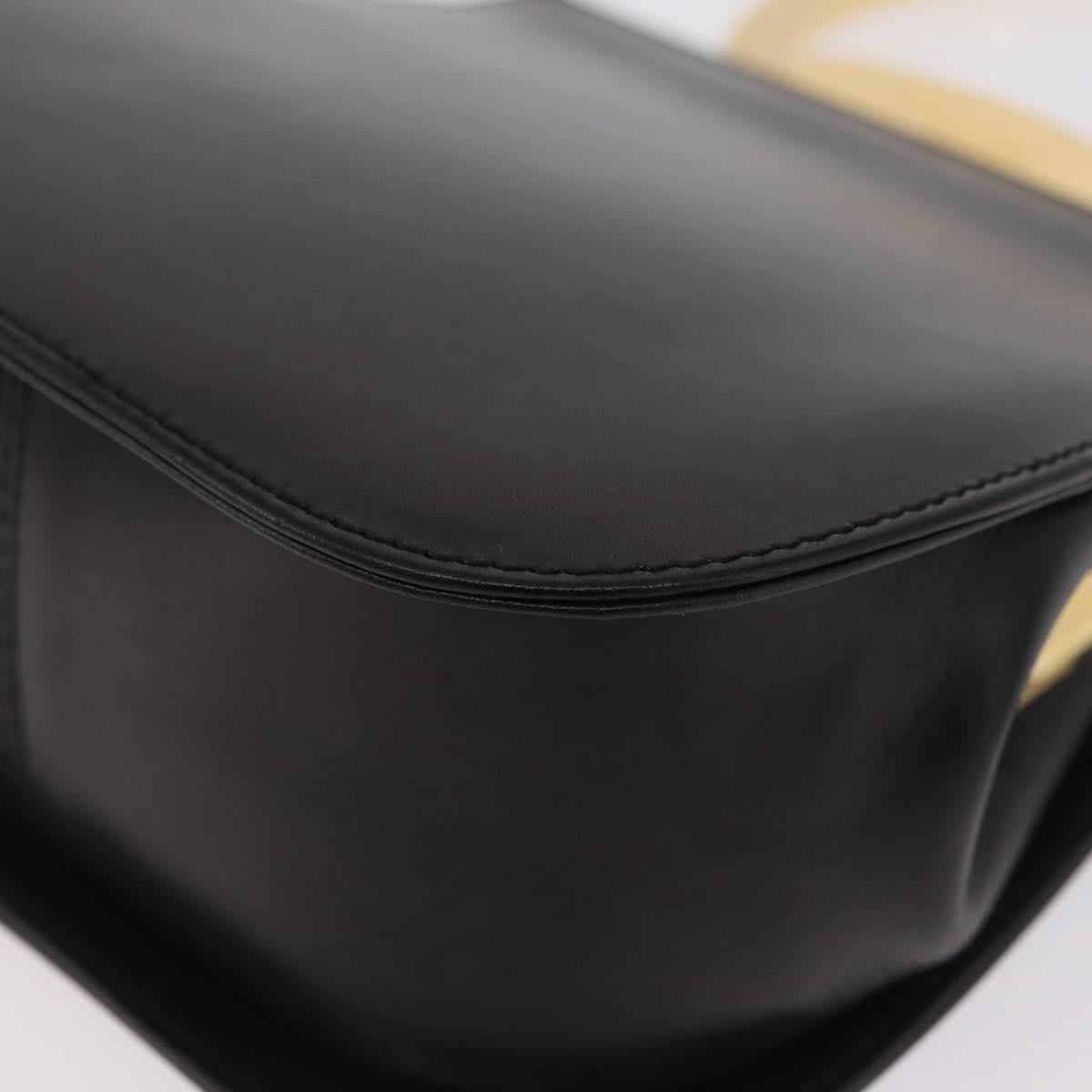 Salvatore Ferragamo Hand Bag Leather Black Gold Auth 210011V