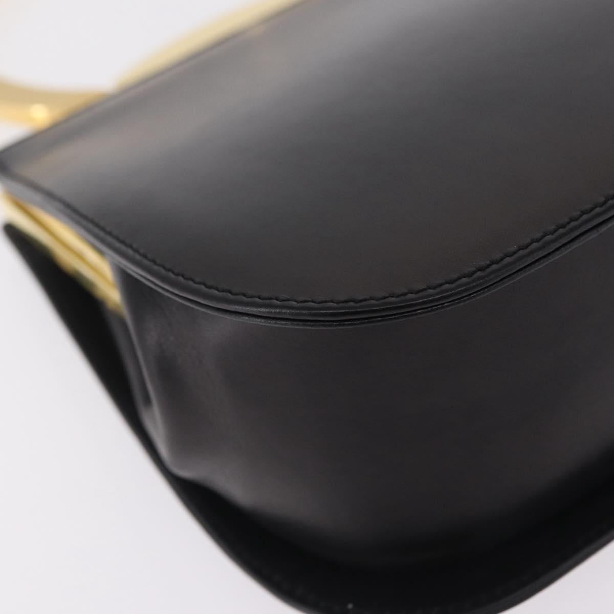 Salvatore Ferragamo Hand Bag Leather Black Gold Auth 210011V