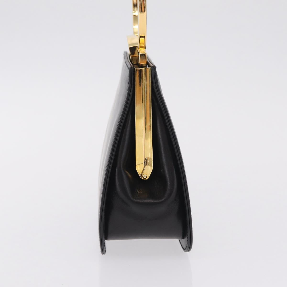 Salvatore Ferragamo Hand Bag Leather Black Gold Auth 210011V