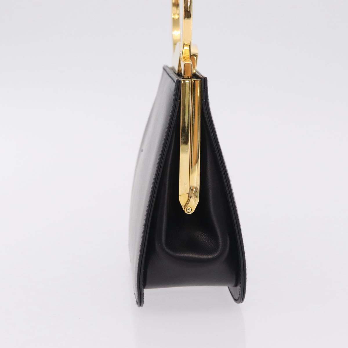 Salvatore Ferragamo Hand Bag Leather Black Gold Auth 210011V