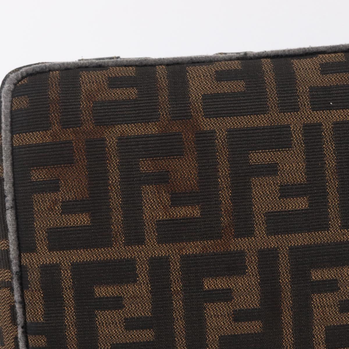 FENDI Zucca Canvas Hand Bag Black Brown Auth 210012