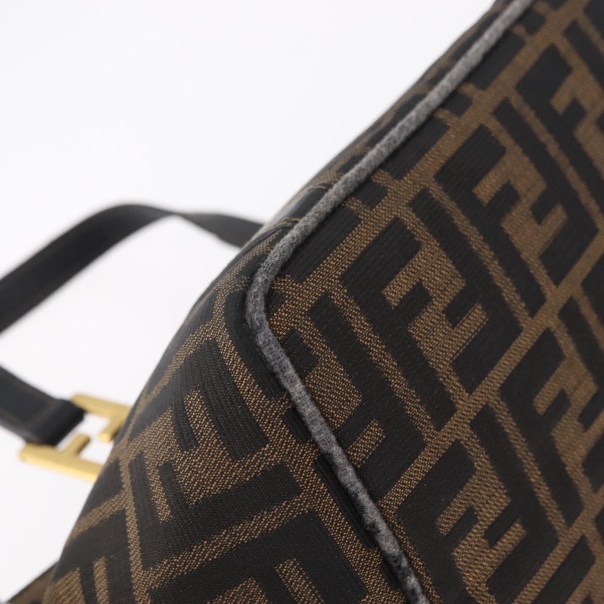 FENDI Zucca Canvas Hand Bag Black Brown Auth 210012