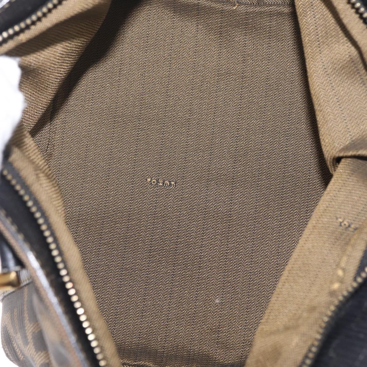 FENDI Zucca Canvas Hand Bag Black Brown Auth 210012