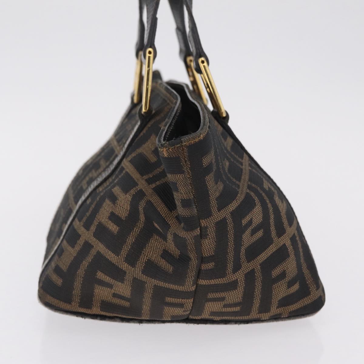 FENDI Zucca Canvas Hand Bag Black Brown Auth 210012