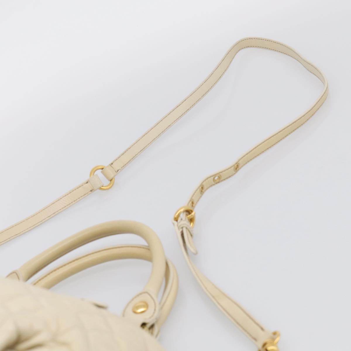 Miu Miu Matelasse Hand Bag Leather 2way Ivory Gold Auth 210015V