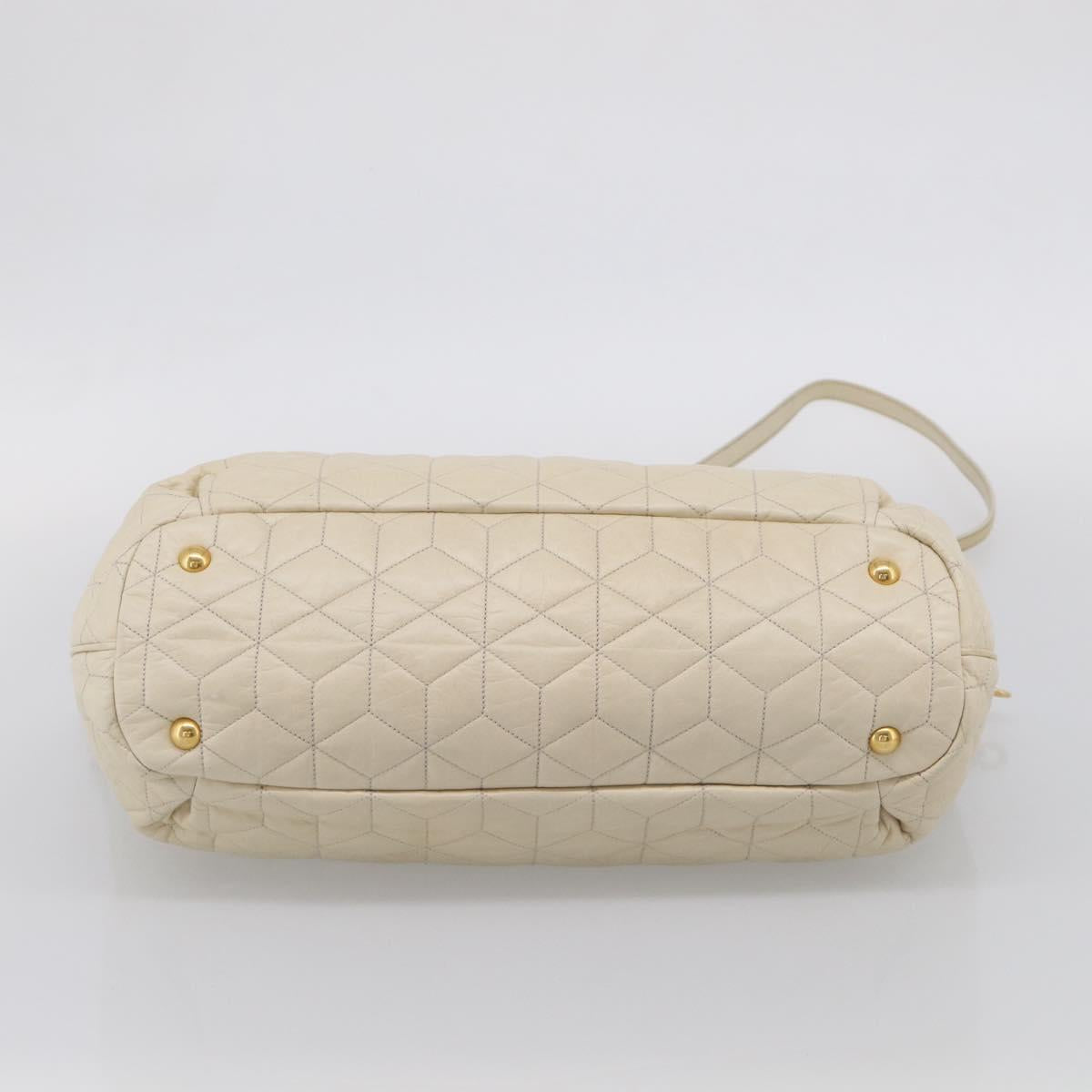 Miu Miu Matelasse Hand Bag Leather 2way Ivory Gold Auth 210015V