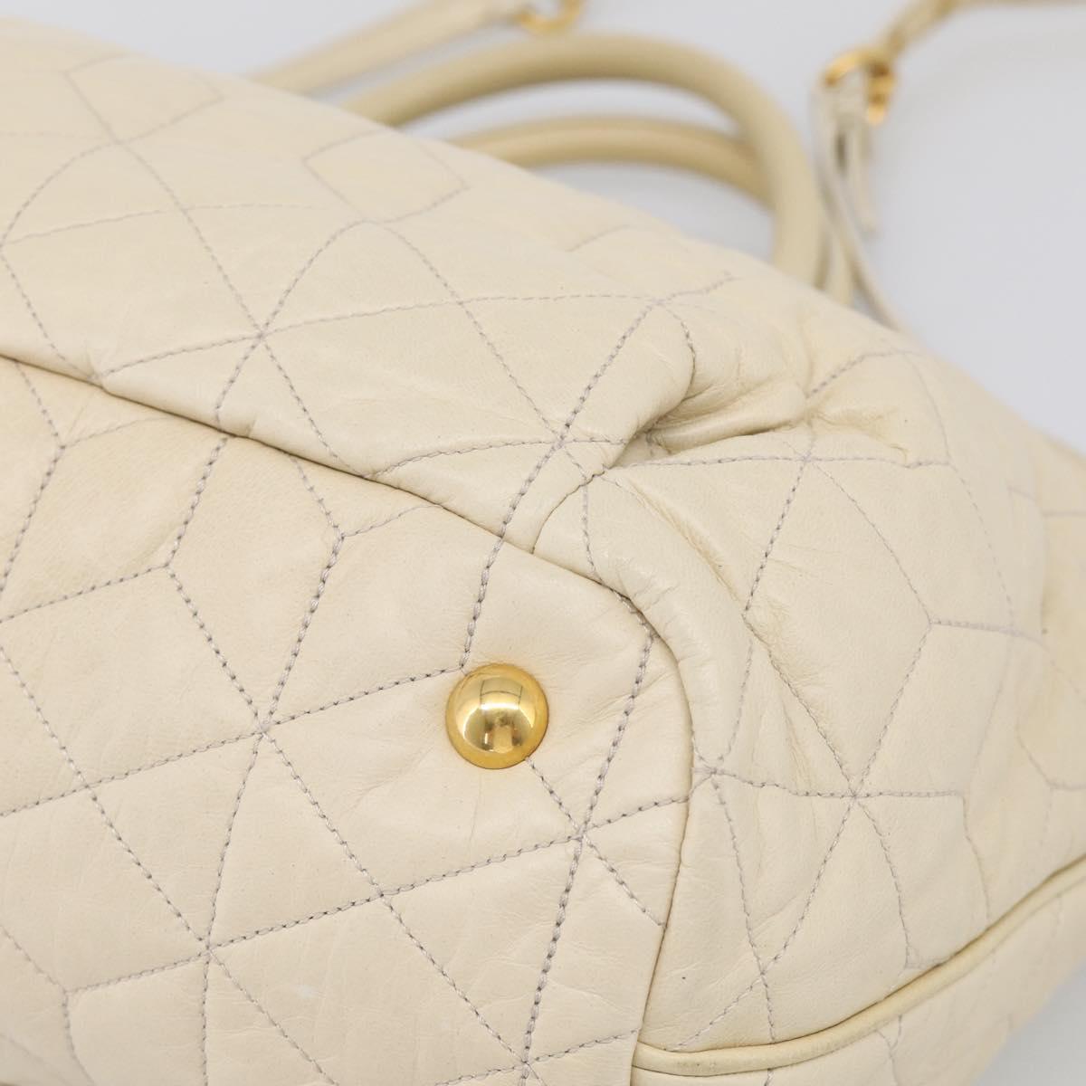 Miu Miu Matelasse Hand Bag Leather 2way Ivory Gold Auth 210015V