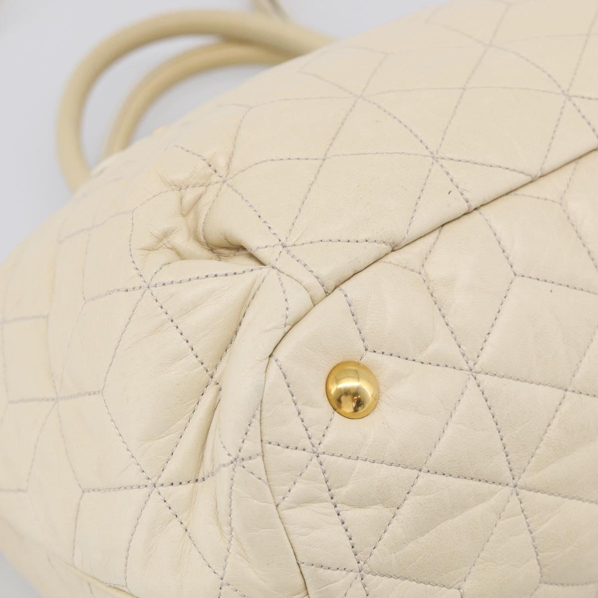 Miu Miu Matelasse Hand Bag Leather 2way Ivory Gold Auth 210015V