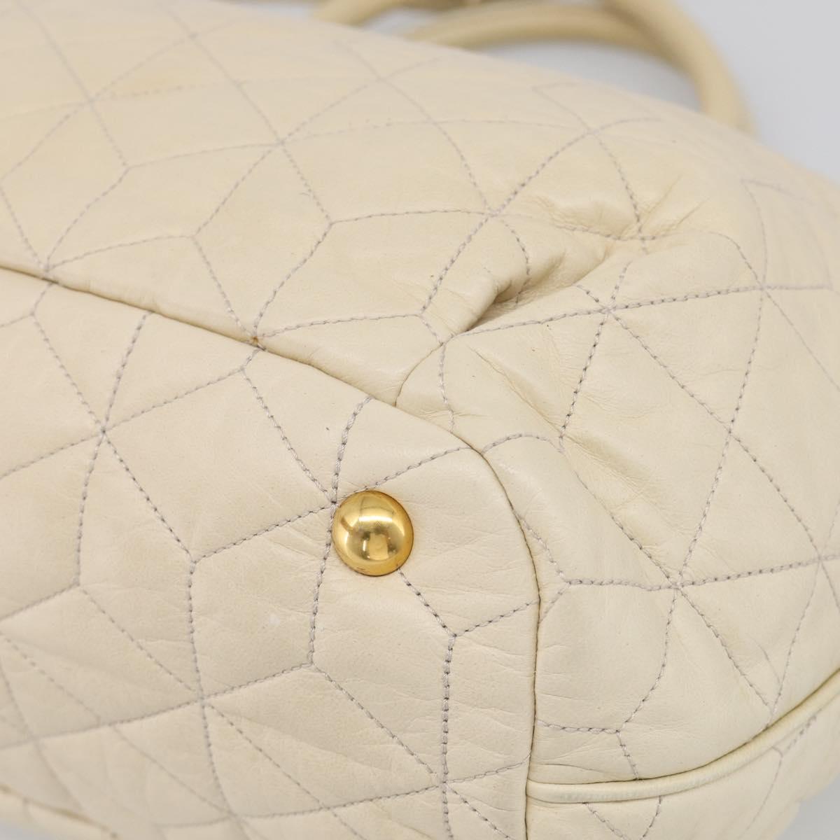 Miu Miu Matelasse Hand Bag Leather 2way Ivory Gold Auth 210015V