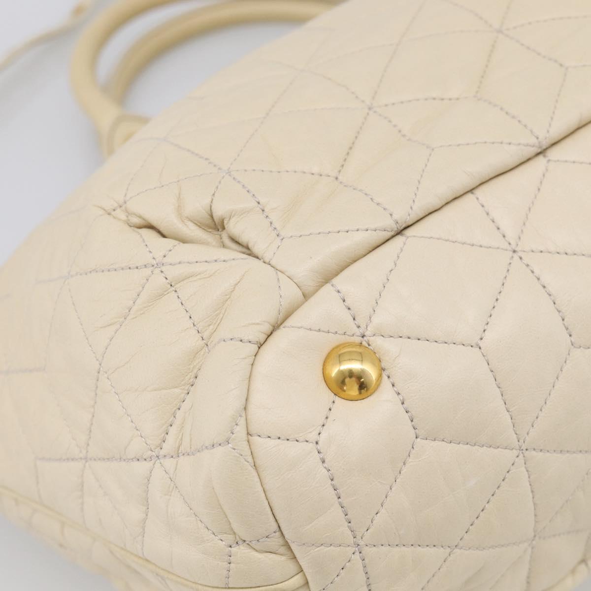 Miu Miu Matelasse Hand Bag Leather 2way Ivory Gold Auth 210015V