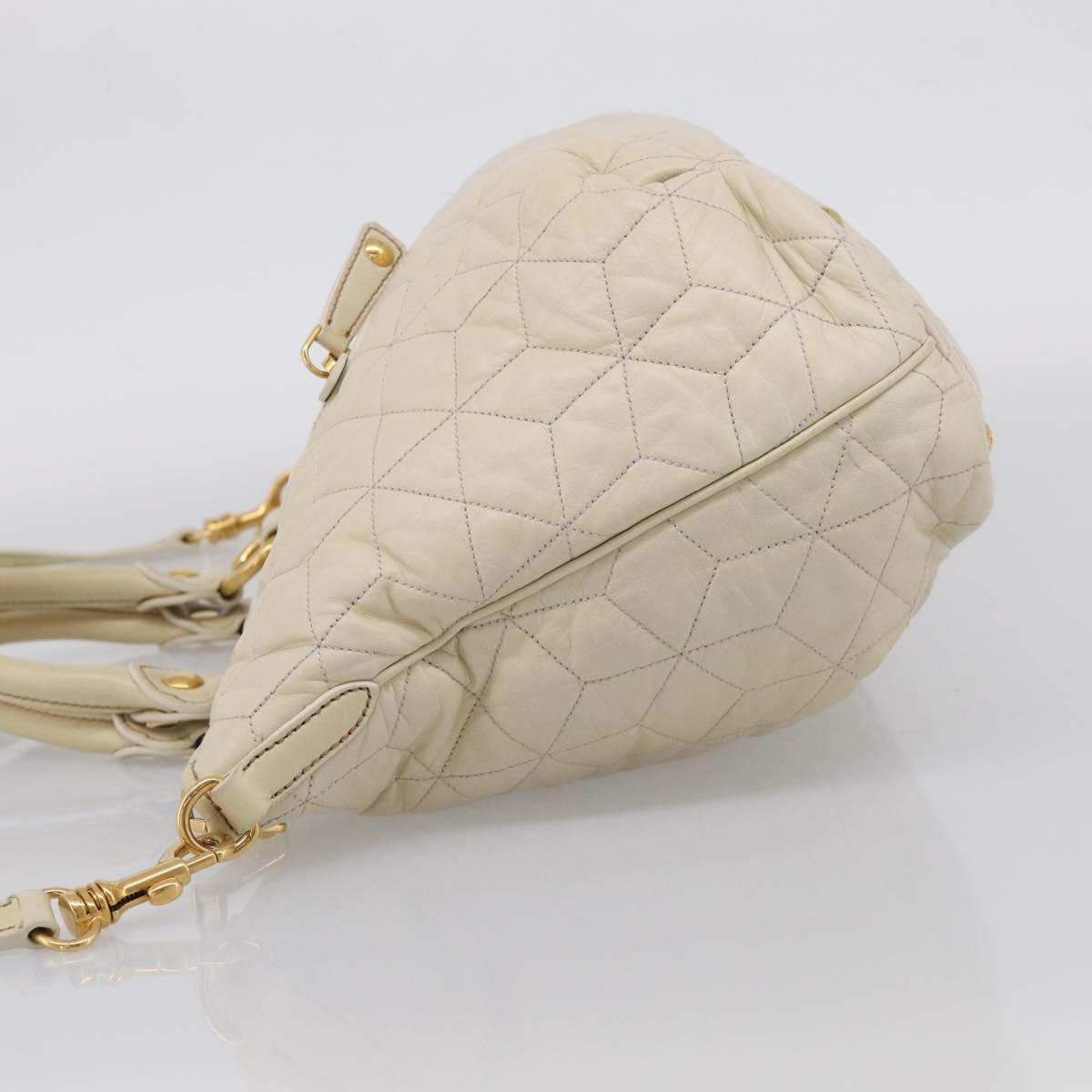 Miu Miu Matelasse Hand Bag Leather 2way Ivory Gold Auth 210015V