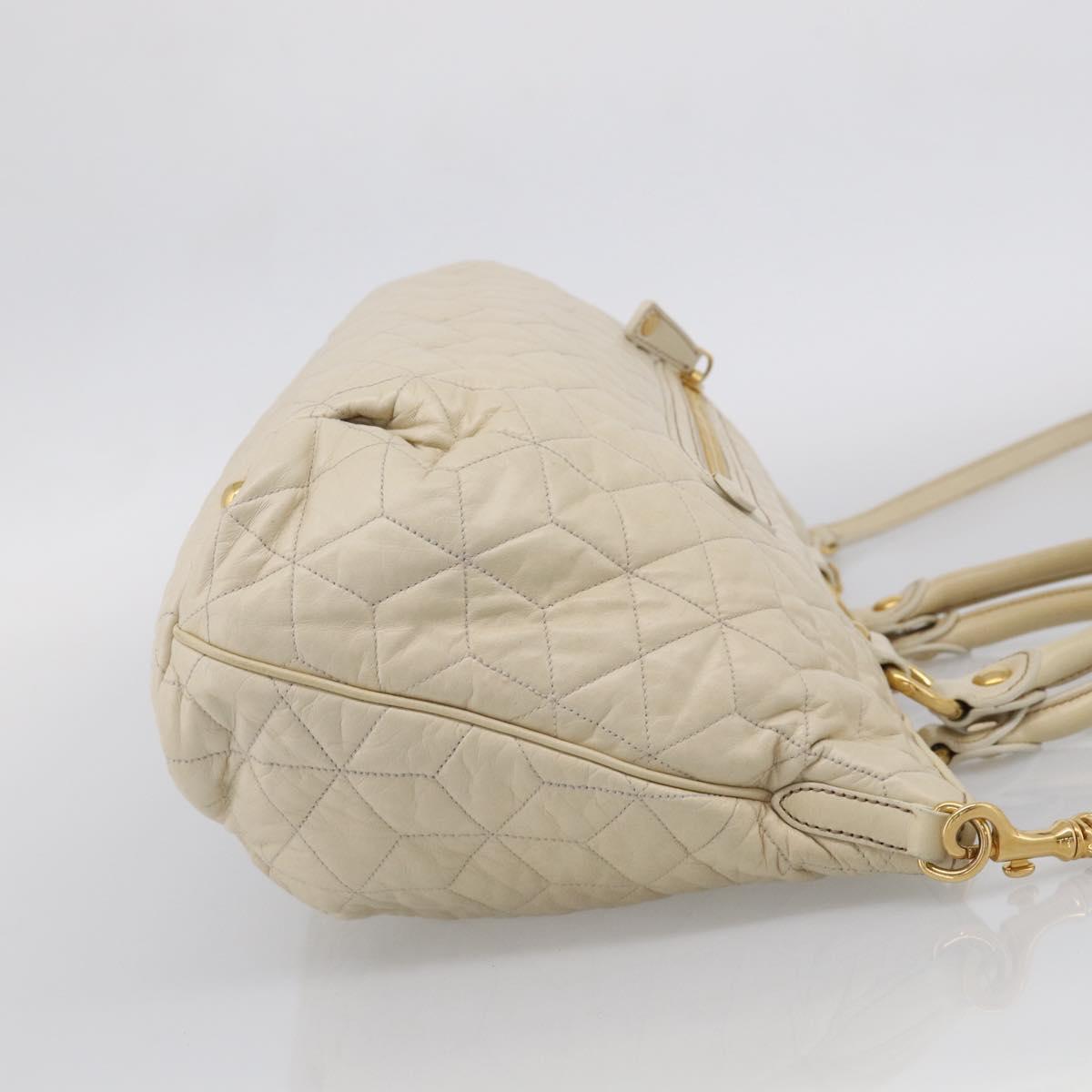 Miu Miu Matelasse Hand Bag Leather 2way Ivory Gold Auth 210015V