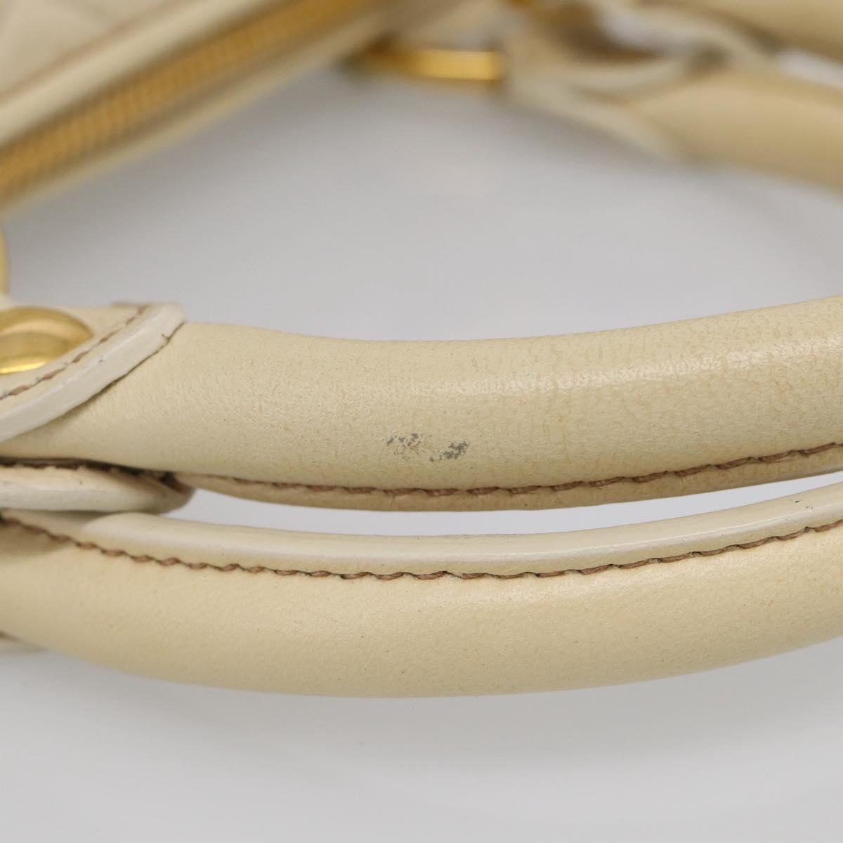 Miu Miu Matelasse Hand Bag Leather 2way Ivory Gold Auth 210015V