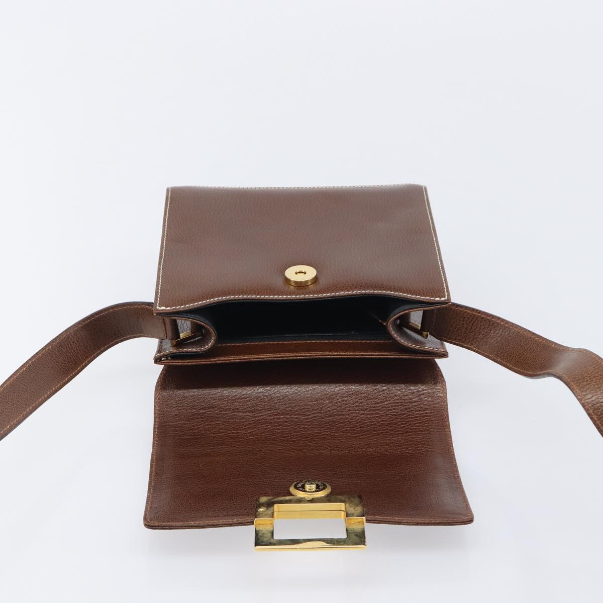 Salvatore Ferragamo Shoulder Bag Leather Brown Gold Auth 210018A