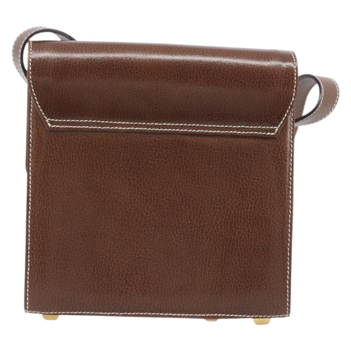 Salvatore Ferragamo Shoulder Bag Leather Brown Gold Auth 210018A