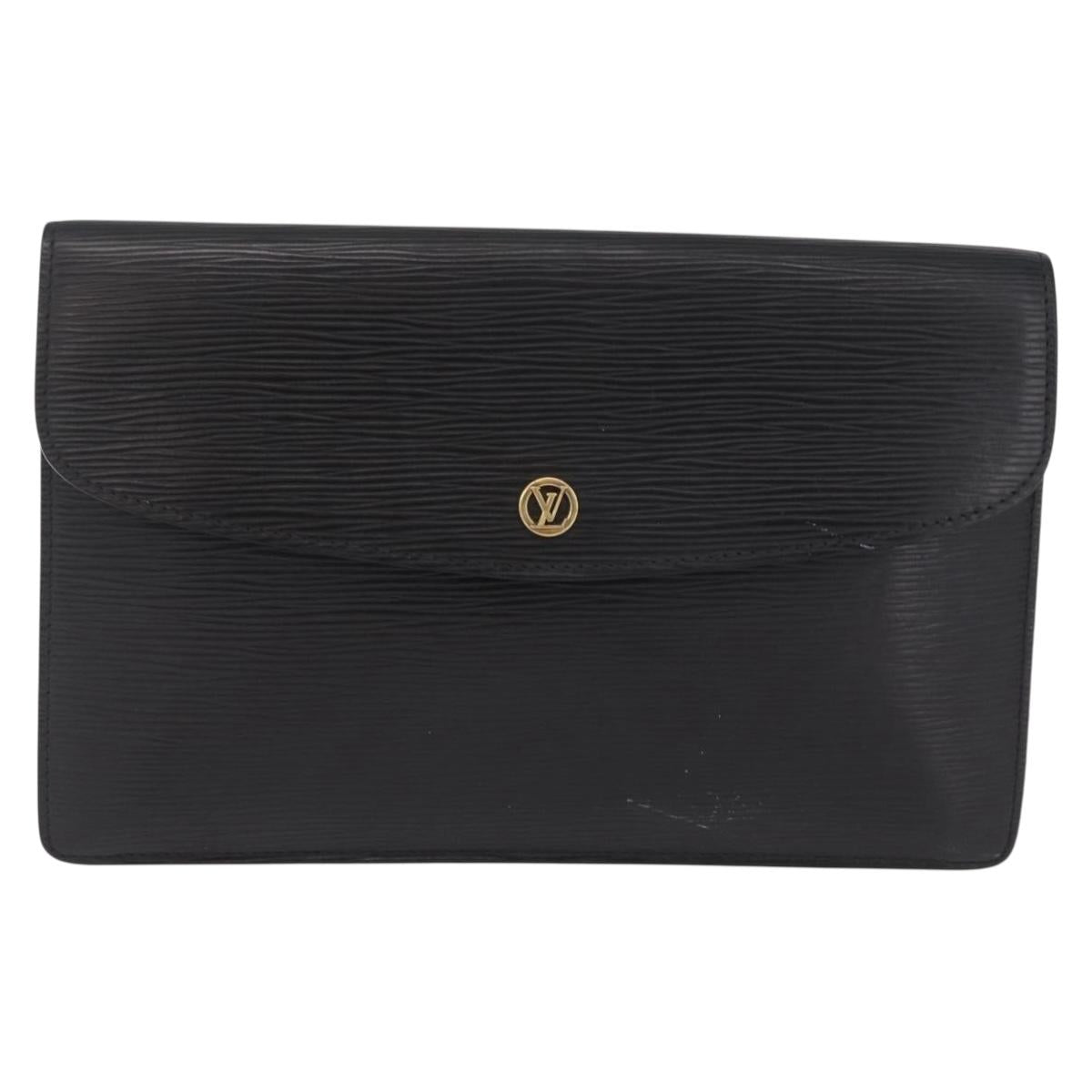 LOUIS VUITTON Epi Montaigne 27 Clutch Bag Black M52652 LV Auth 210021