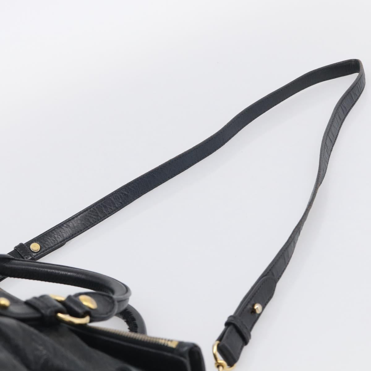 Miu Miu Hand Bag Vitellolux 2way Black Gold Auth 210028V