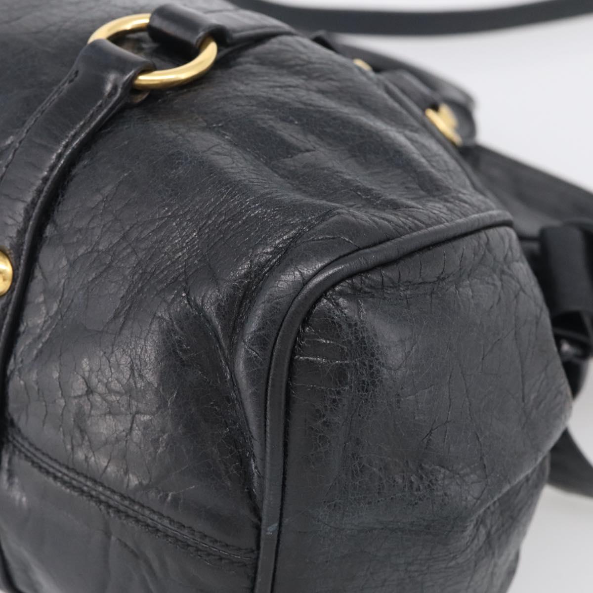 Miu Miu Hand Bag Vitellolux 2way Black Gold Auth 210028V