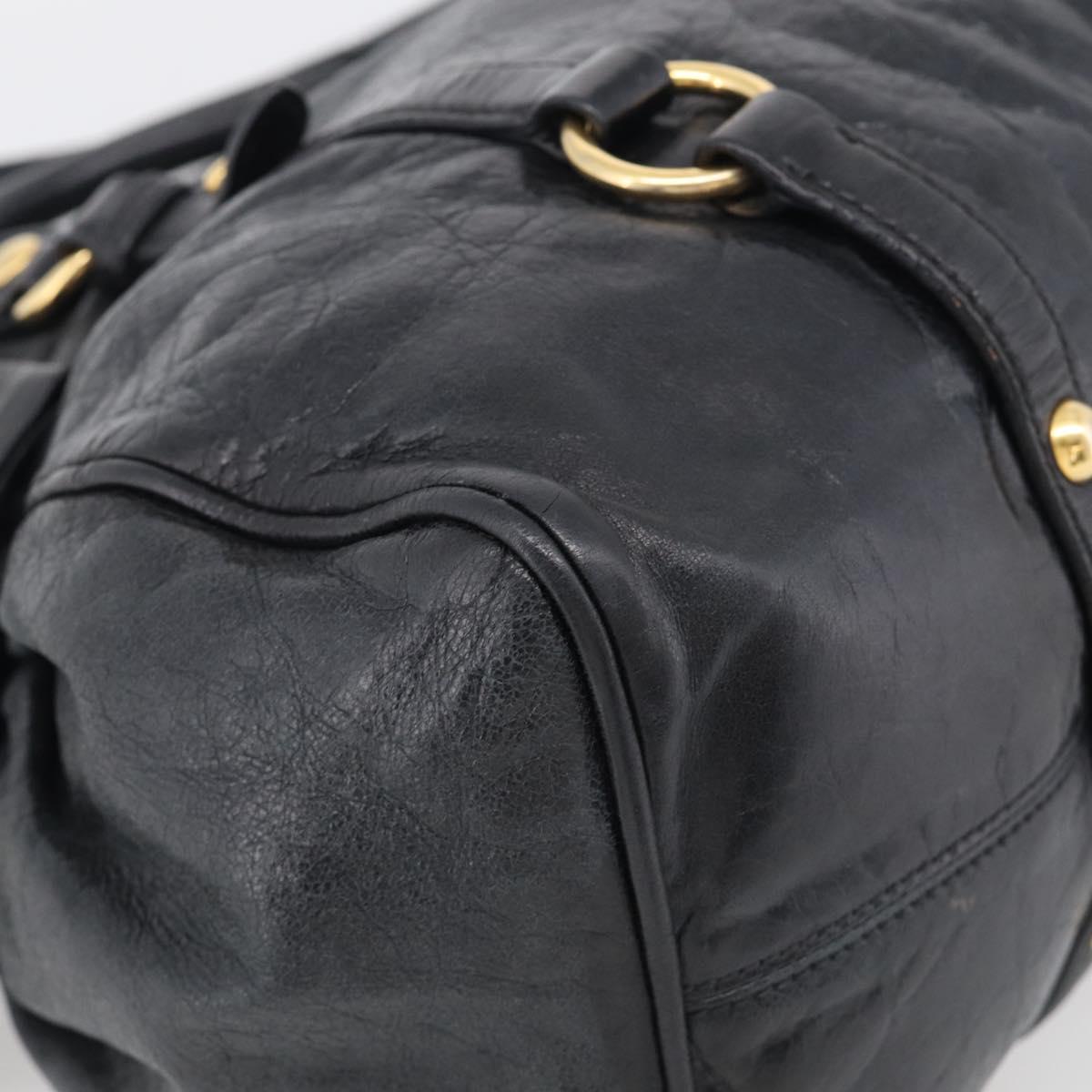 Miu Miu Hand Bag Vitellolux 2way Black Gold Auth 210028V