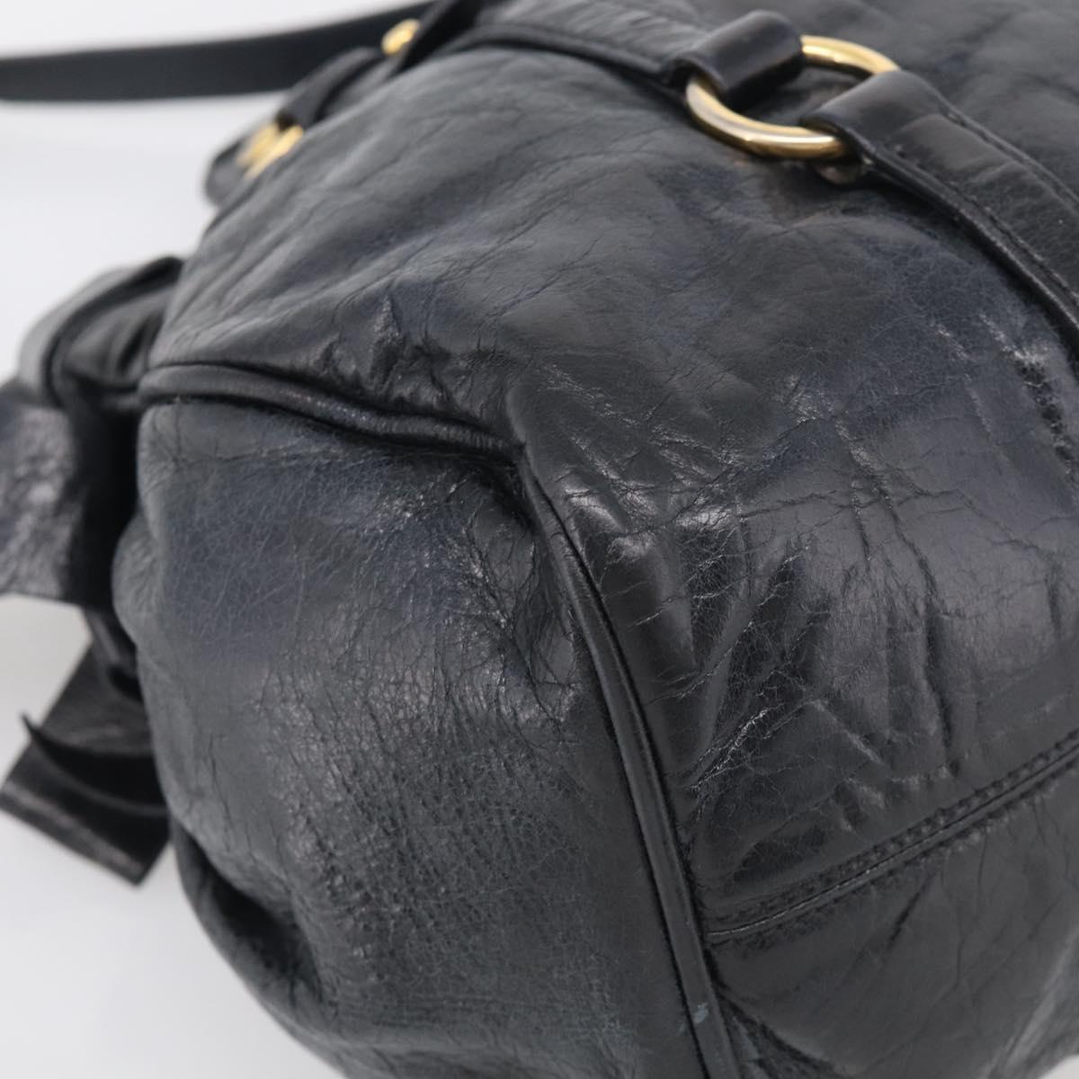 Miu Miu Hand Bag Vitellolux 2way Black Gold Auth 210028V