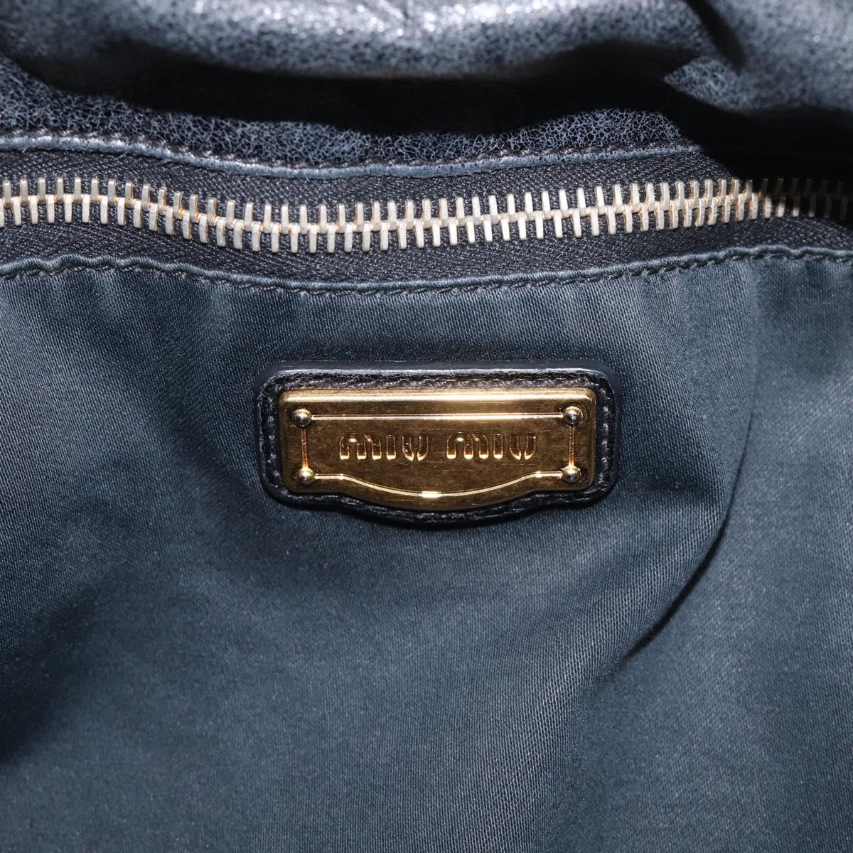 Miu Miu Hand Bag Vitellolux 2way Black Gold Auth 210028V