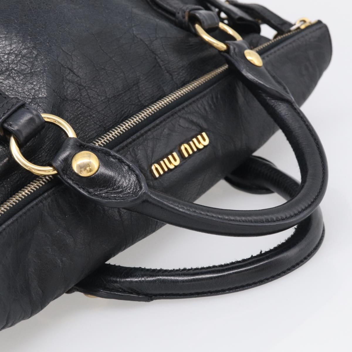 Miu Miu Hand Bag Vitellolux 2way Black Gold Auth 210028V
