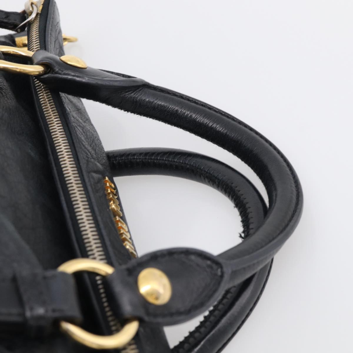 Miu Miu Hand Bag Vitellolux 2way Black Gold Auth 210028V