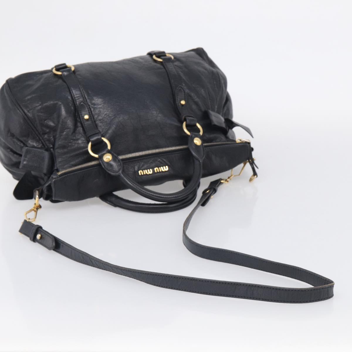 Miu Miu Hand Bag Vitellolux 2way Black Gold Auth 210028V