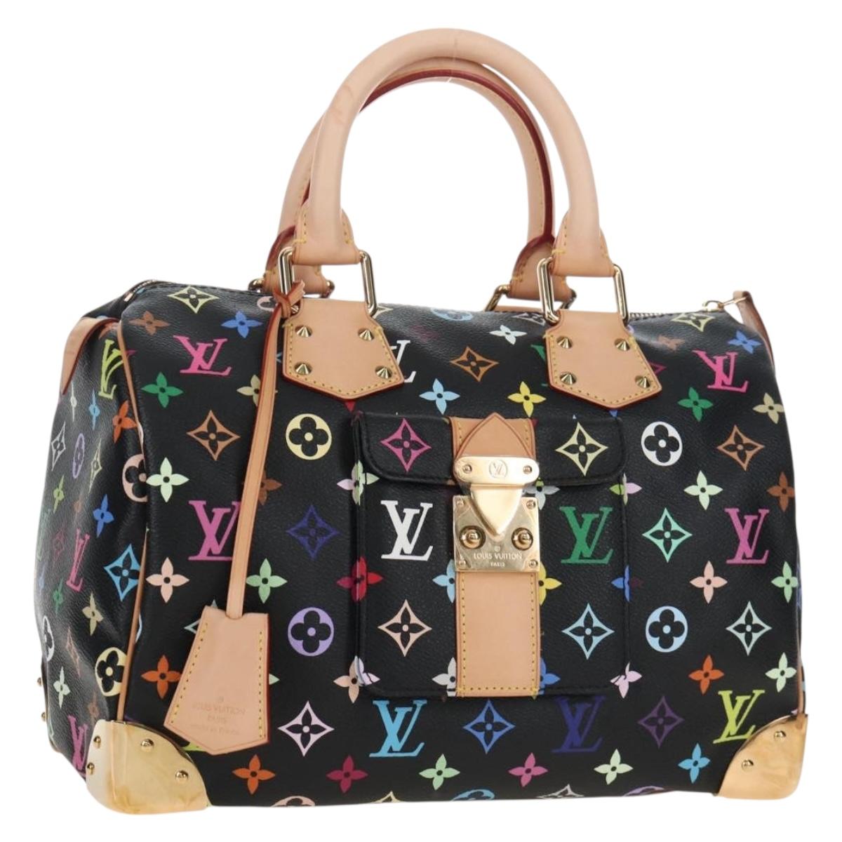 LOUIS VUITTON Monogram Multicolor Speedy 30 Hand Bag Black M92642 Auth 210029SM