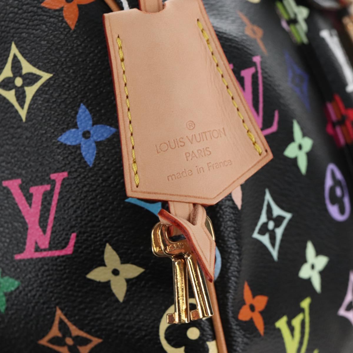LOUIS VUITTON Monogram Multicolor Speedy 30 Hand Bag Black M92642 Auth 210029SM