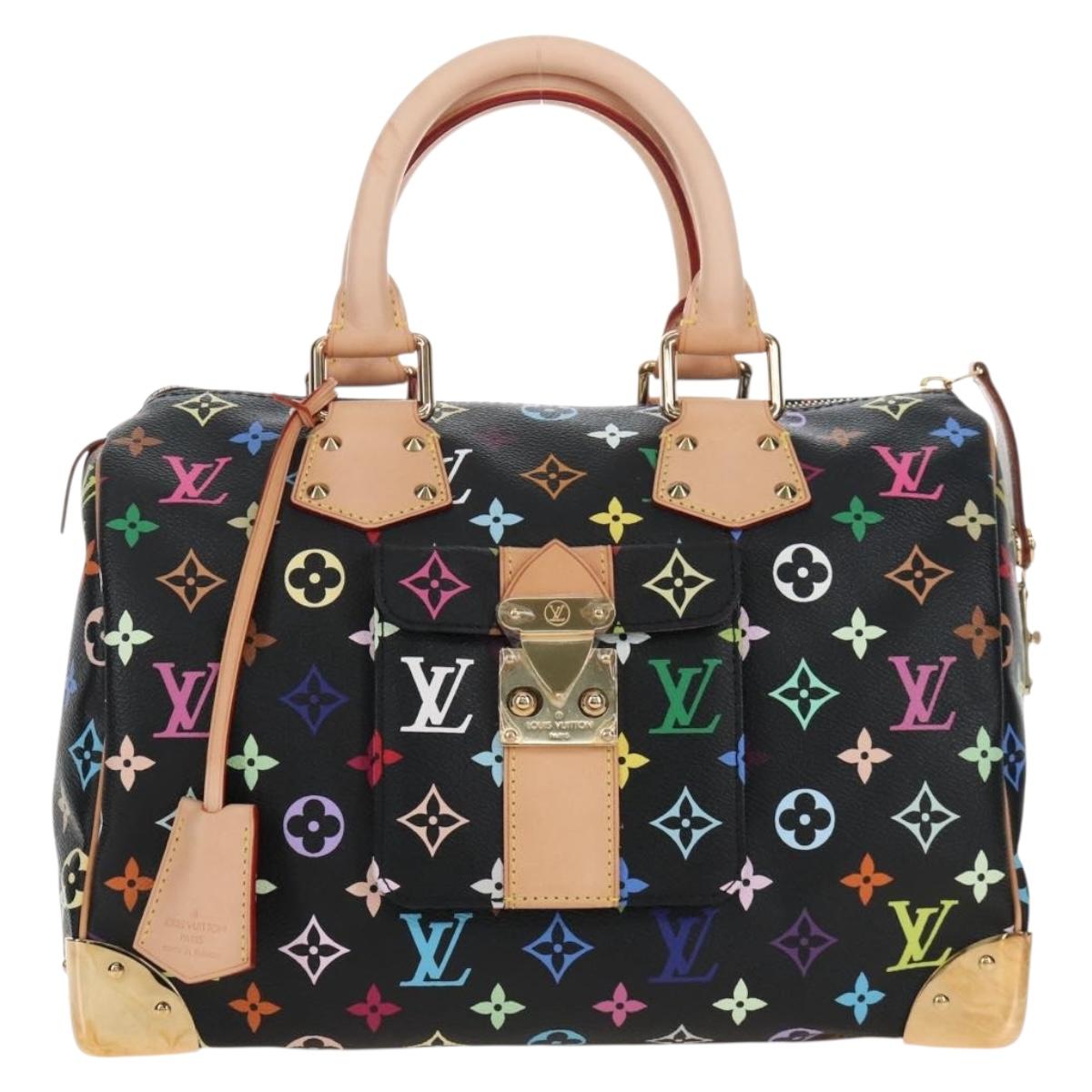 LOUIS VUITTON Monogram Multicolor Speedy 30 Hand Bag Black M92642 Auth 210029SM