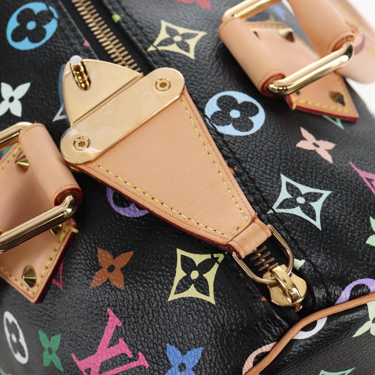 LOUIS VUITTON Monogram Multicolor Speedy 30 Hand Bag Black M92642 Auth 210029SM