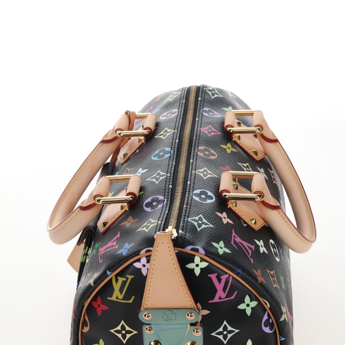 LOUIS VUITTON Monogram Multicolor Speedy 30 Hand Bag Black M92642 Auth 210029SM