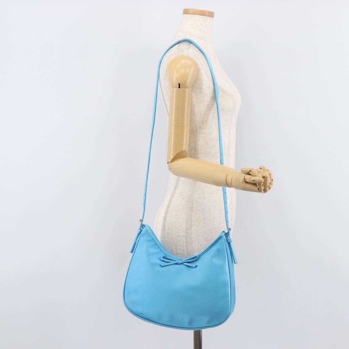 Balenciaga Leopolda Shoulder Bag Satin Blue Silver 792052 Auth 210035V