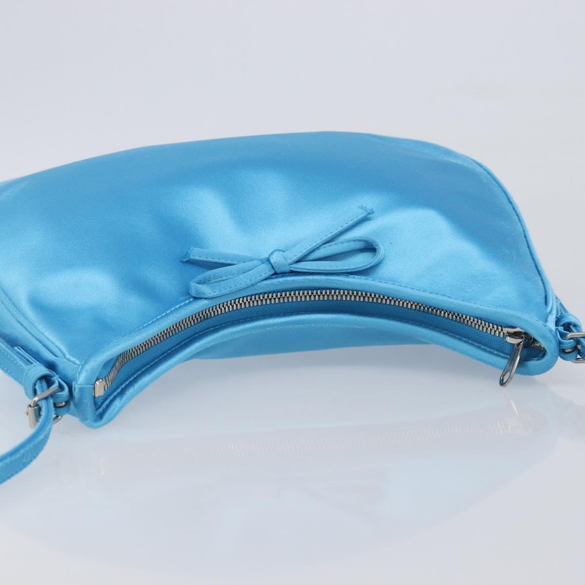 Balenciaga Leopolda Shoulder Bag Satin Blue Silver 792052 Auth 210035V