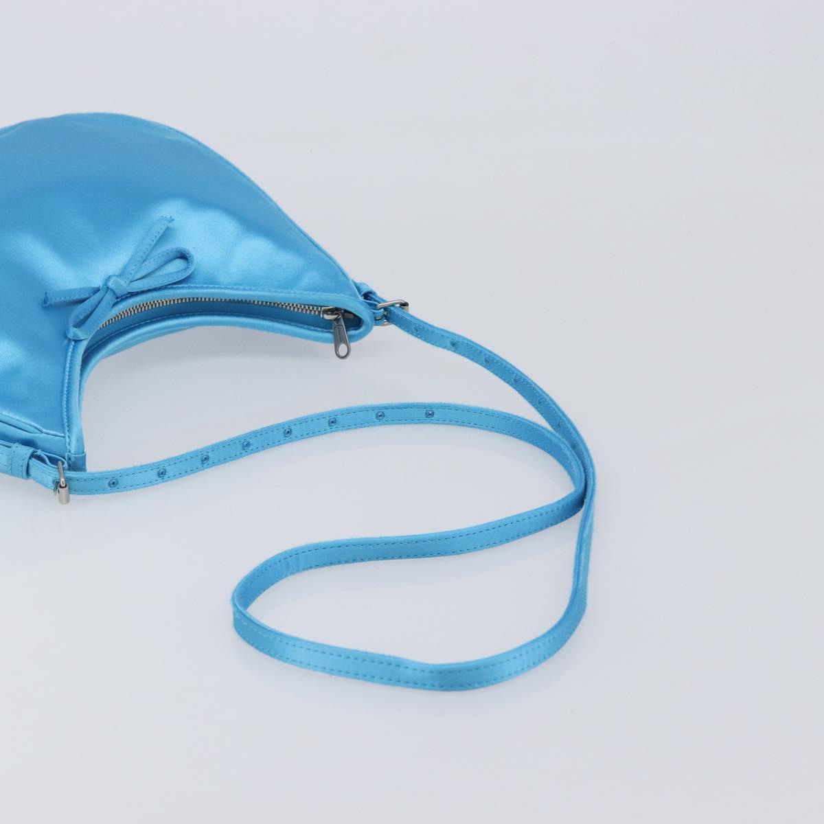 Balenciaga Leopolda Shoulder Bag Satin Blue Silver 792052 Auth 210035V