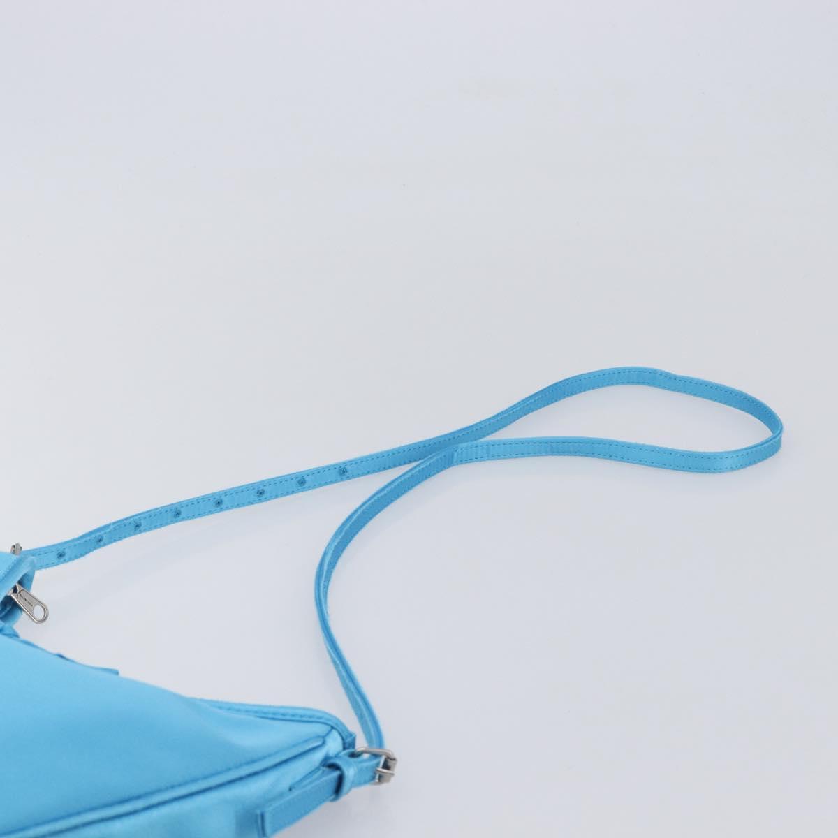 Balenciaga Leopolda Shoulder Bag Satin Blue Silver 792052 Auth 210035V