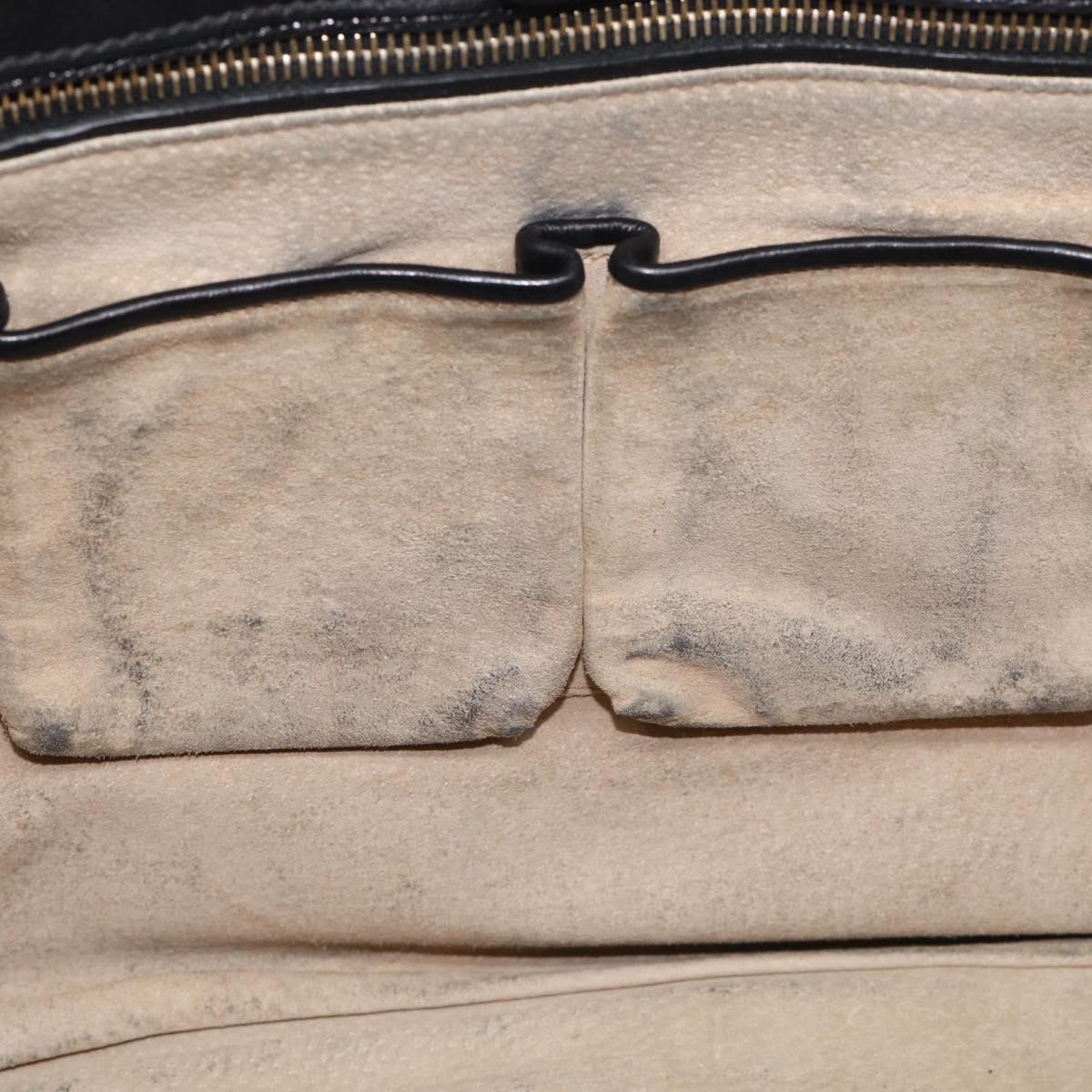 PRADA Hand Bag Vittero Dino Leather 2way Black Gold Auth 210036A