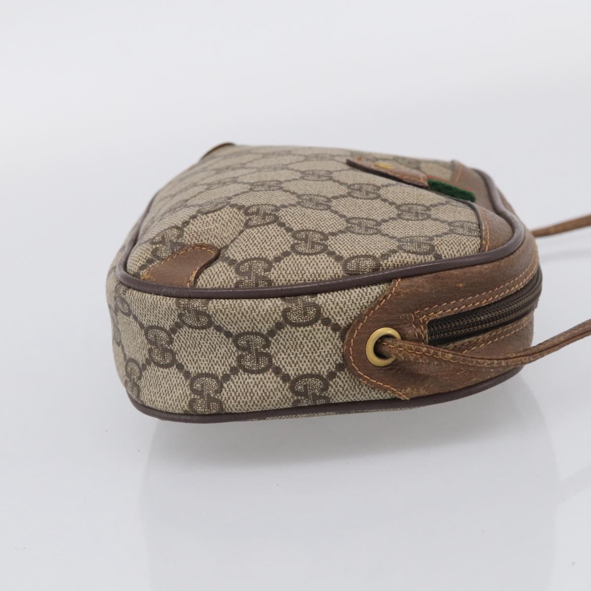 GUCCI GG Supreme Web Sherry Line Bag PVC Beige Gold 89 02 066 Auth 210037