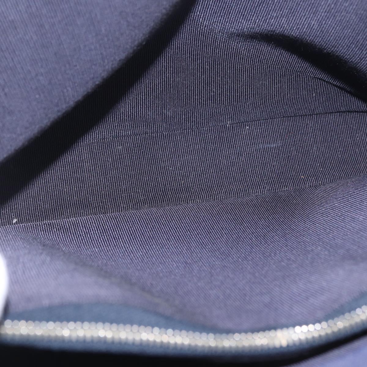 CHANEL Hand Bag Cotton jersey Navy Silver CC Auth 210038