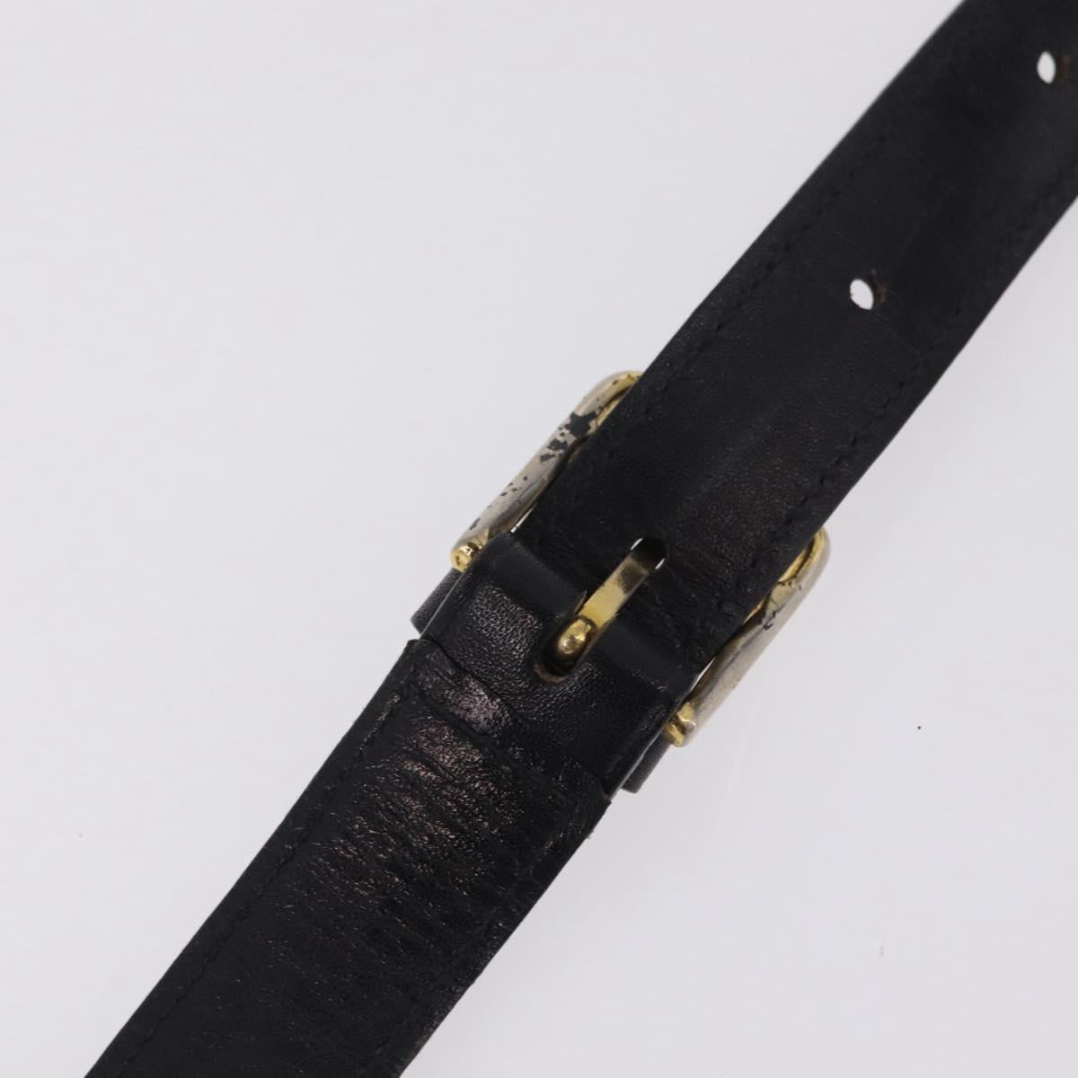 CELINE Shoulder Bag Leather Black Gold Auth 210039