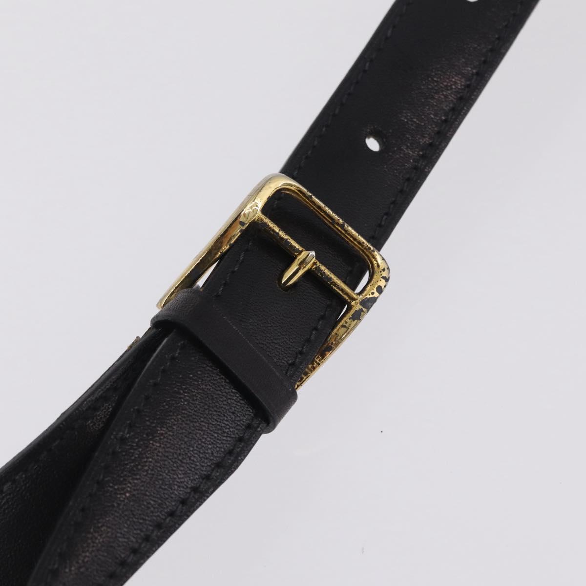 CELINE Shoulder Bag Leather Black Gold Auth 210039