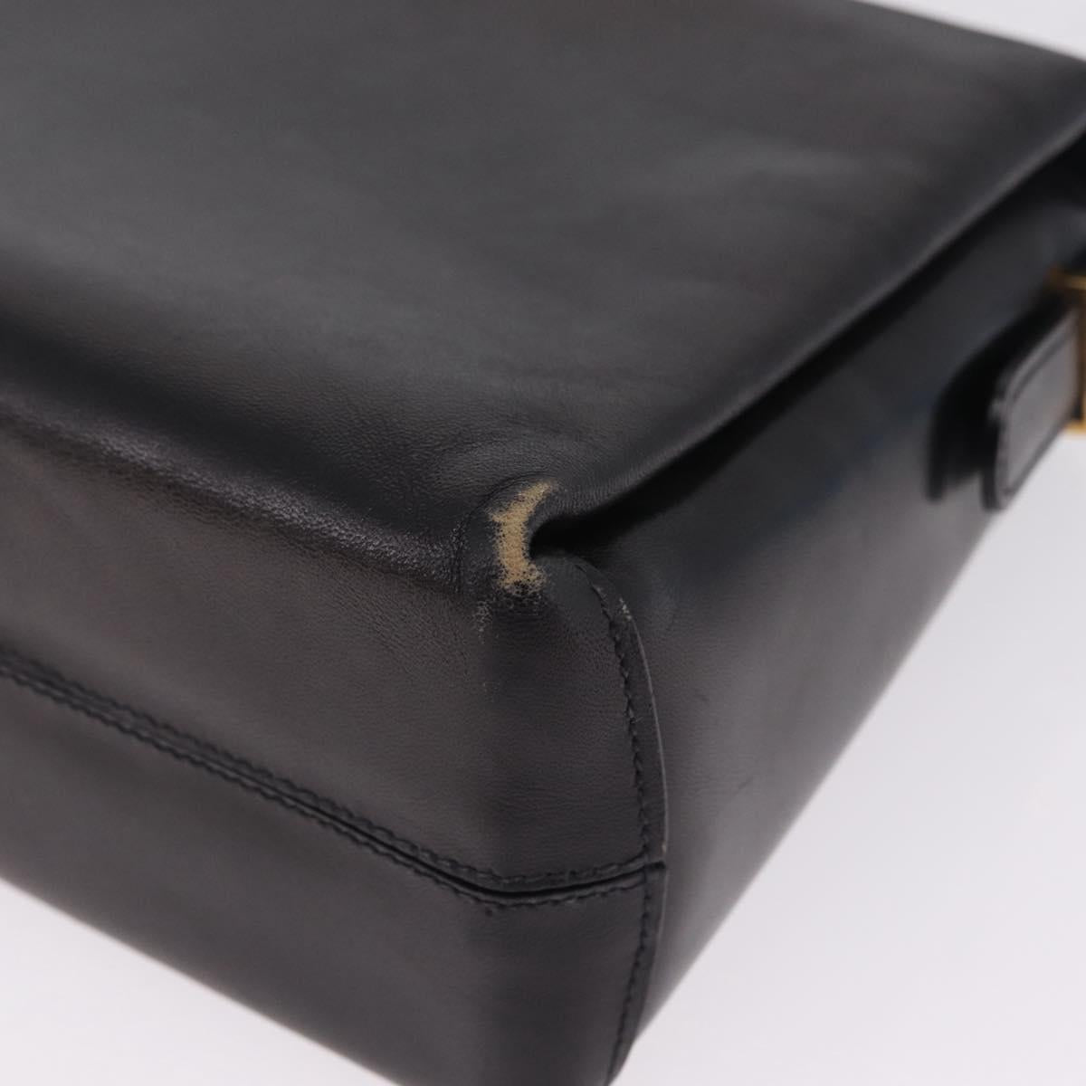 CELINE Shoulder Bag Leather Black Gold Auth 210039