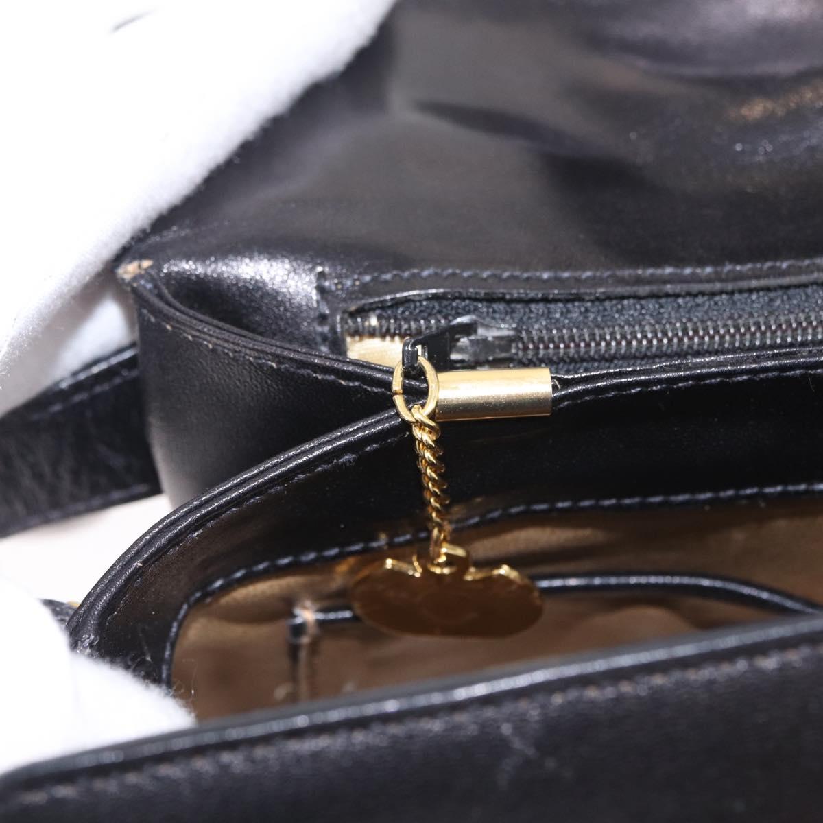 CELINE Shoulder Bag Leather Black Gold Auth 210039