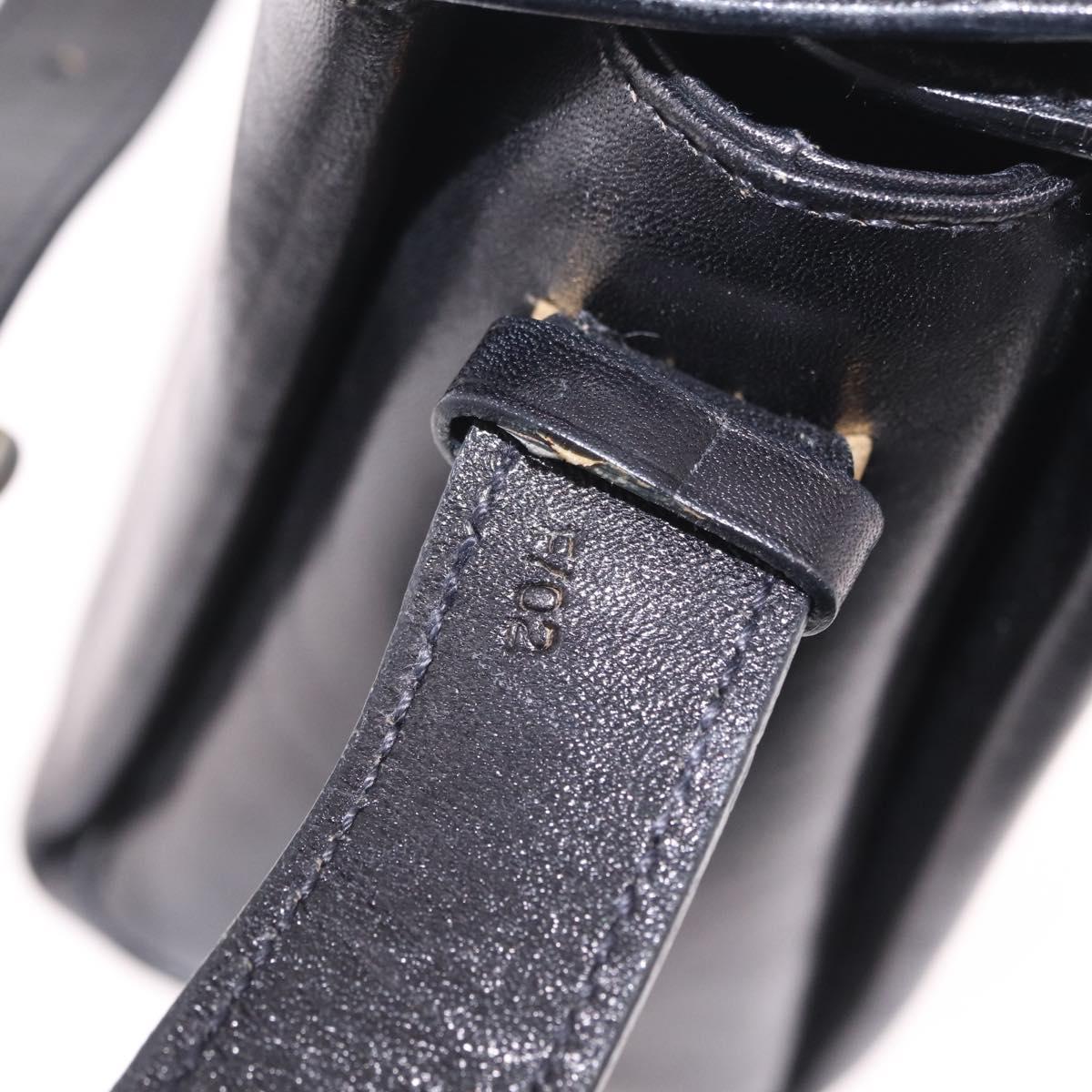 CELINE Shoulder Bag Leather Black Gold Auth 210039