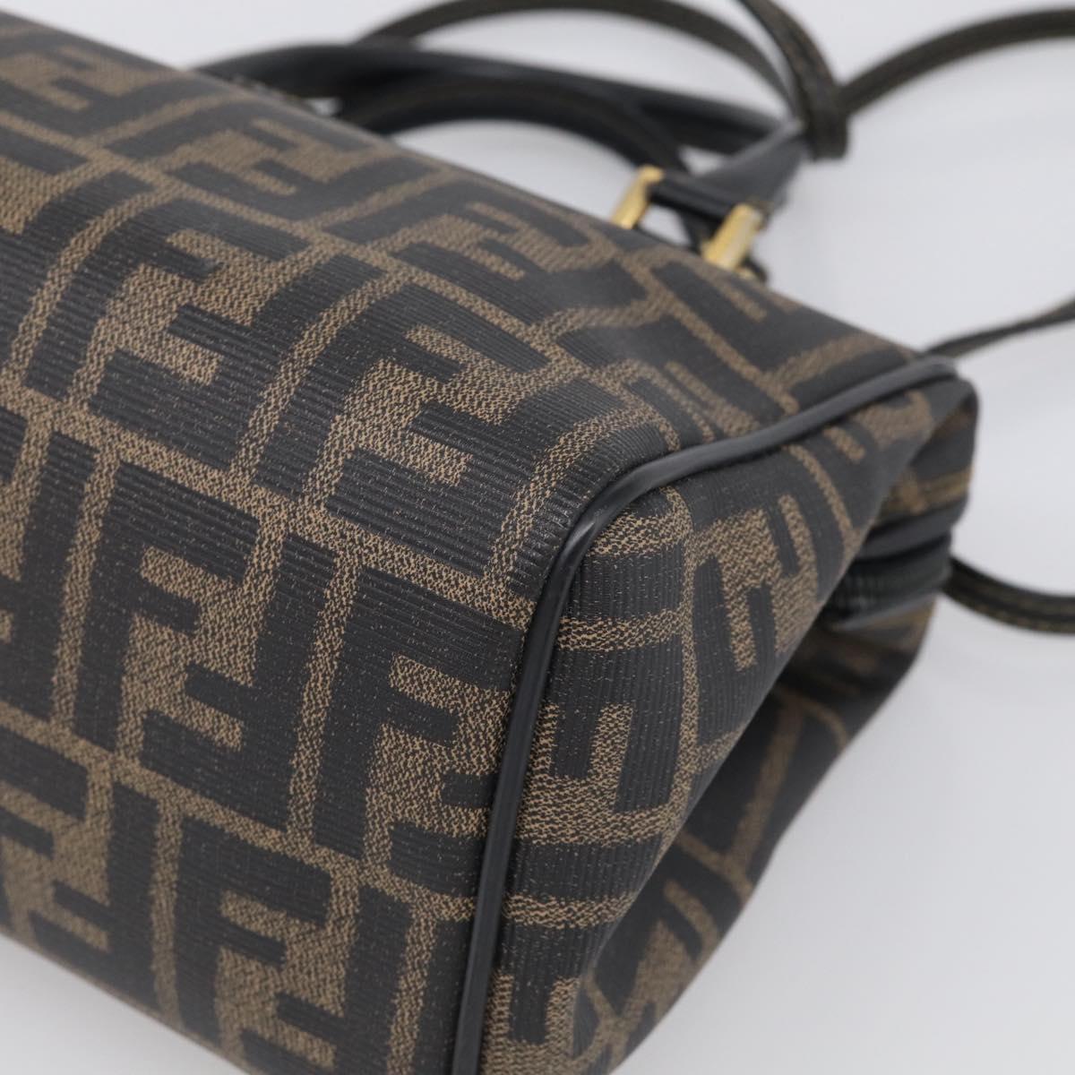 FENDI Zucca Canvas Hand Bag PVC 2way Black Brown Auth 210043